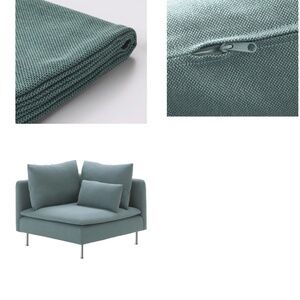 SÖDERHAMN corner section 6 piece slipcover, Finnsta turquoise.
